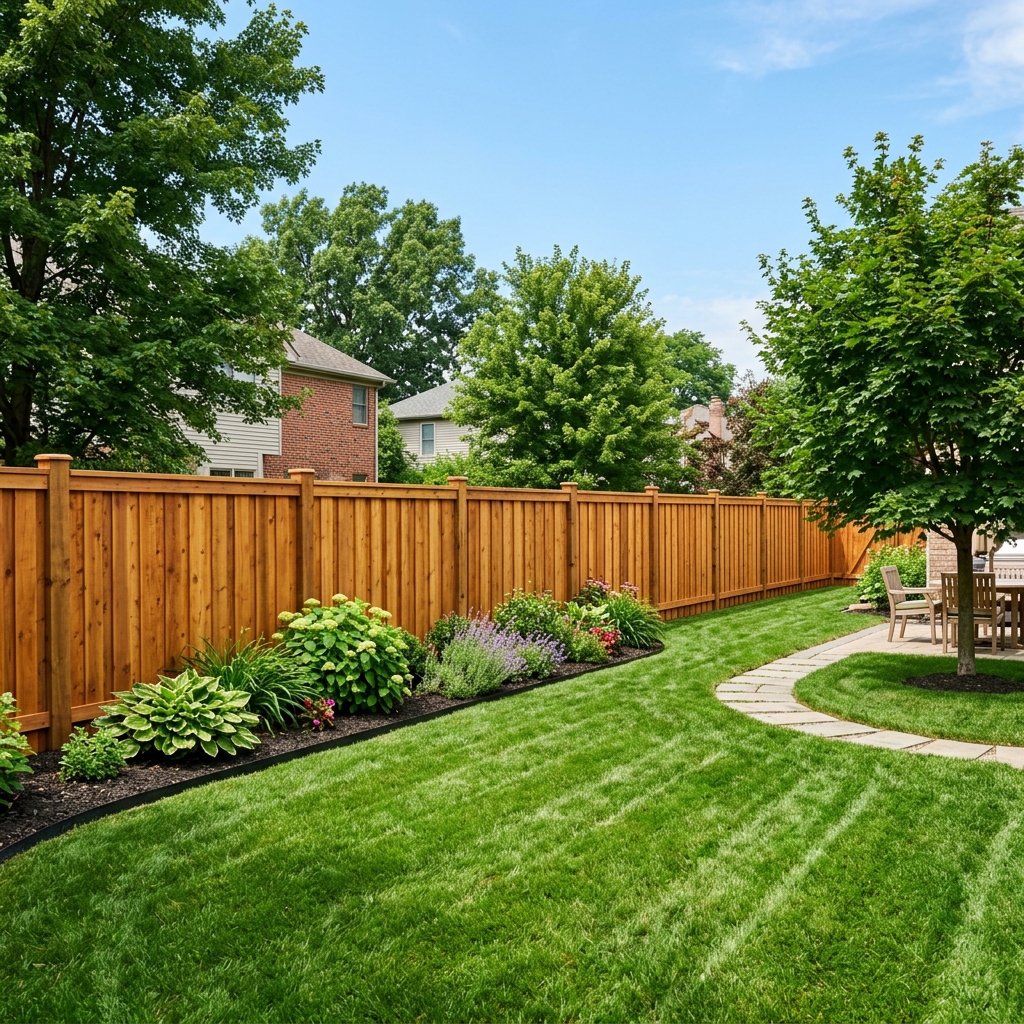 Brand new red cedar wood fence