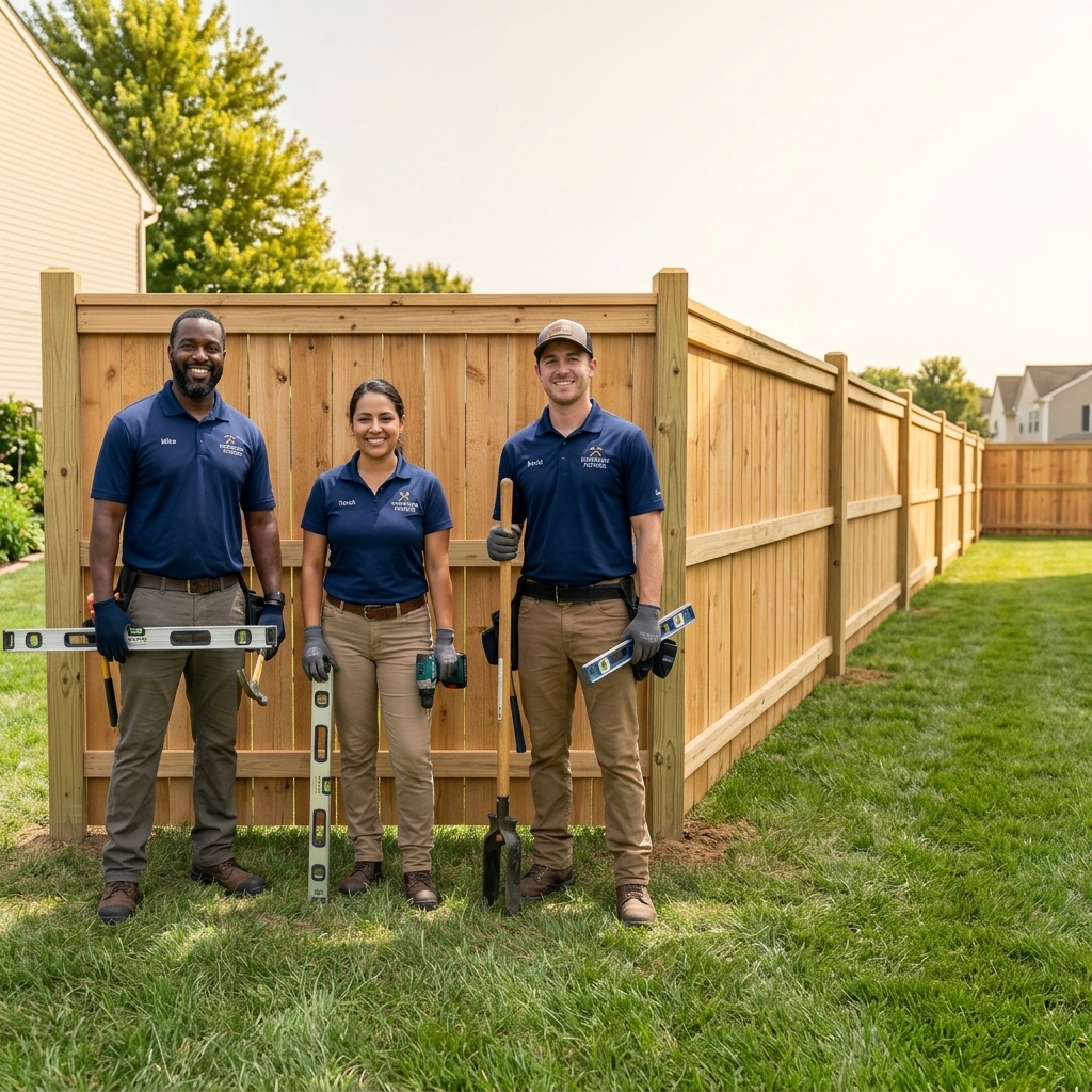 Professional fence installers team